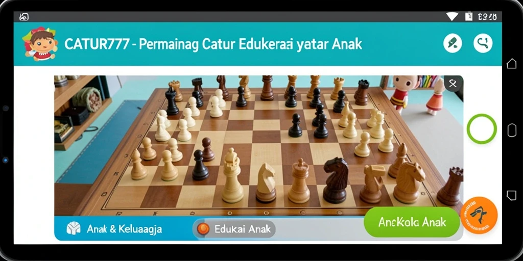 Antarmuka menarik dengan fungsi edukasi catur untuk anak.