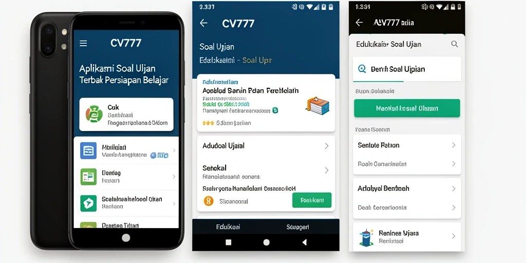 Tampilan utama aplikasi CV777 yang menunjukkan fungsi soal ujian.