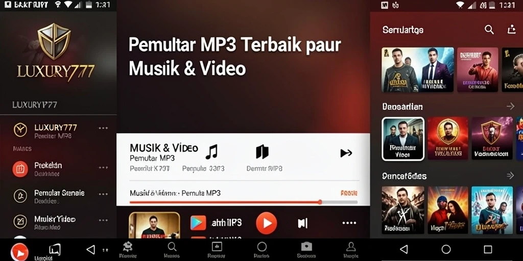 Antarmuka LUXURY777 yang elegan untuk Pemutar MP3.