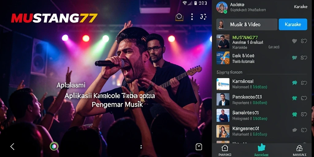 Antarmuka MUSTANG77 menampilkan fitur Karaoke yang menarik dan mudah digunakan.